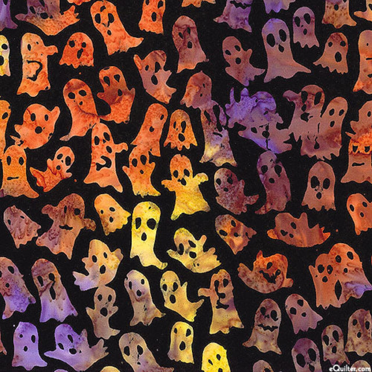 Timeless Treasures Halloween Tonga Batiks Haunted Ghosts Orange Purple 100% Cotton Price per Yard